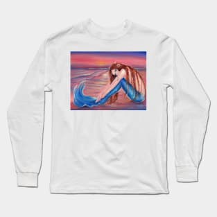 Touched by the sun mermaid by Renee Lavoie Long Sleeve T-Shirt